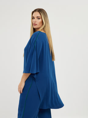 Mat Asymmetrical Sapphire Blue Blouse