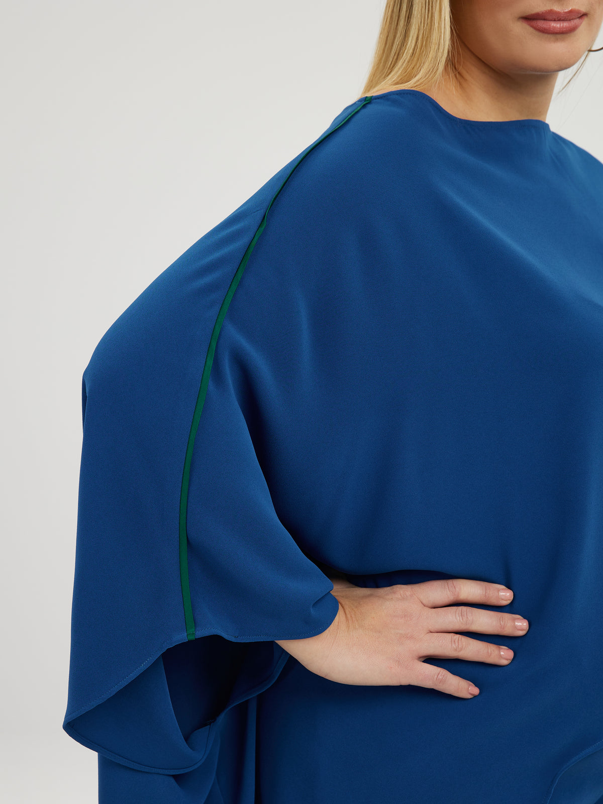 Mat Asymmetrical Sapphire Blue Blouse