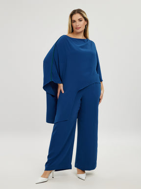 Mat Asymmetrical Sapphire Blue Blouse