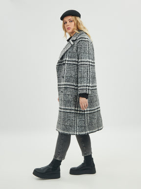 Mat Double Breasted Plaid Coat