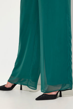 Ulla Popken Chiffon Trousers in Green