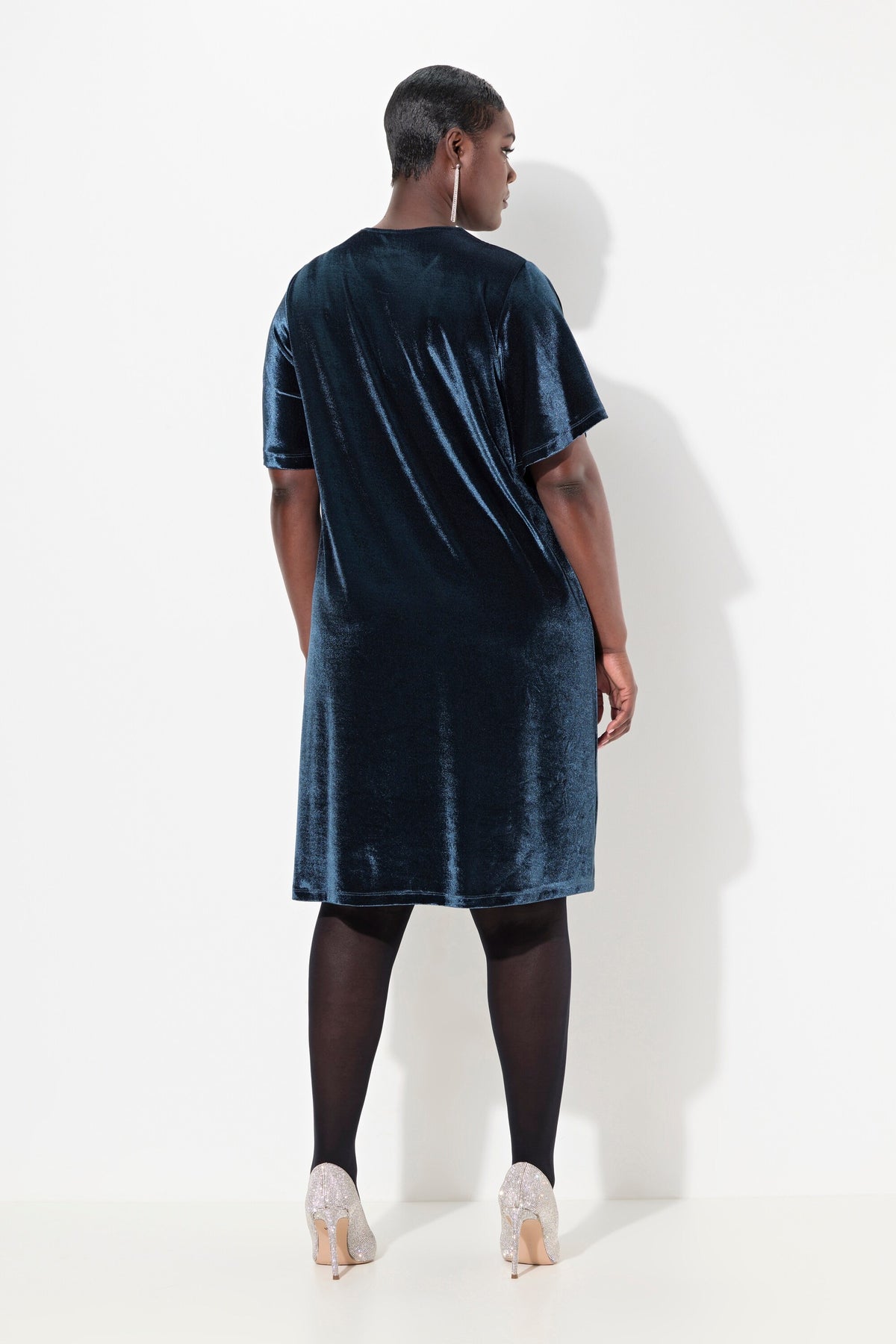 Ulla Popken Velvet Dress in Navy