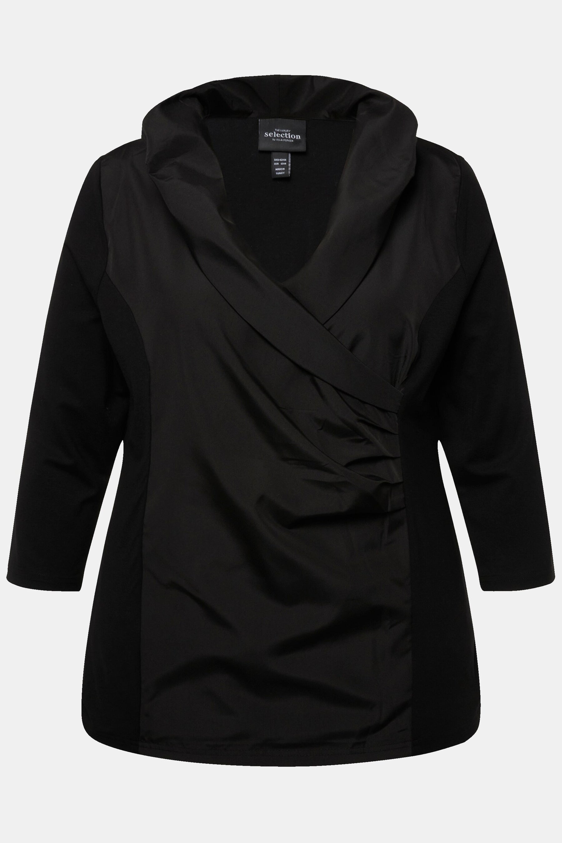 Ulla Popken Collared Black Top