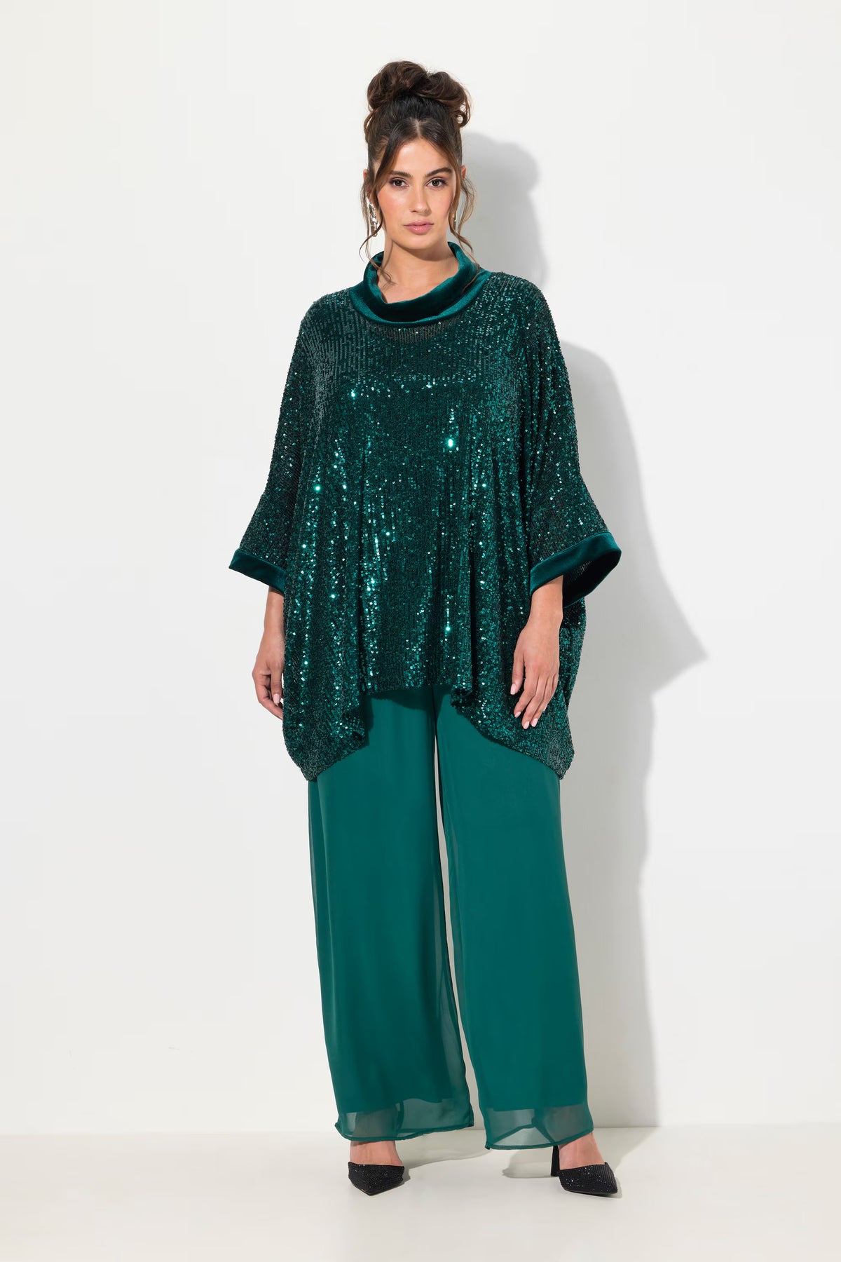 Ulla Popken Sequin Blouse in Green