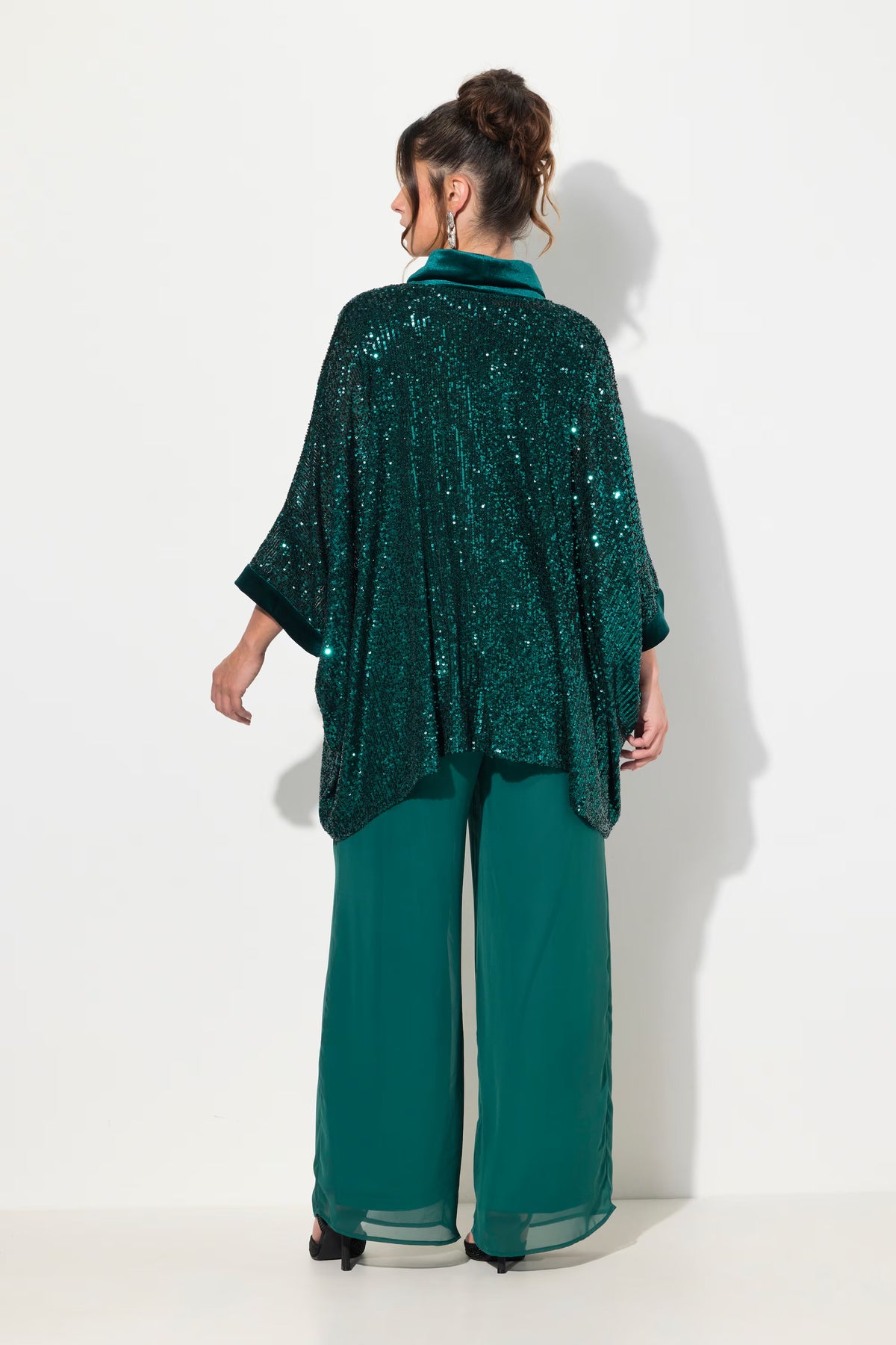 Ulla Popken Sequin Blouse in Green