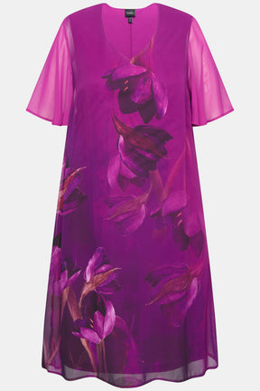 Ulla Popken Floral Dress in Magenta