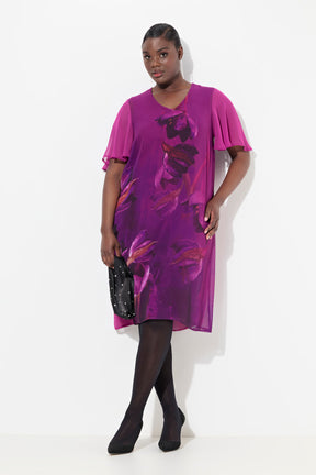 Ulla Popken Floral Dress in Magenta