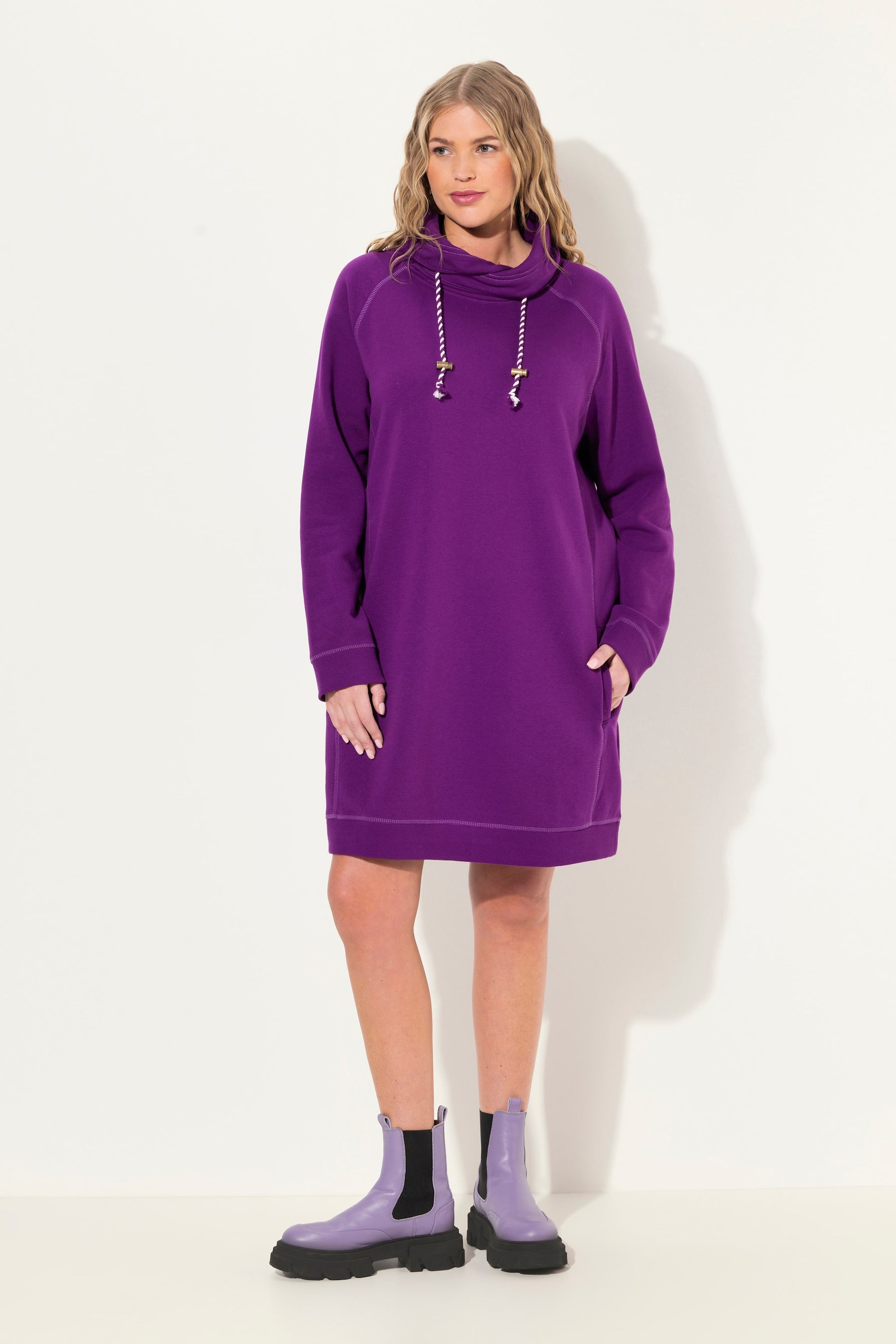 Ulla Popken Sweatshirt Dress in Magenta