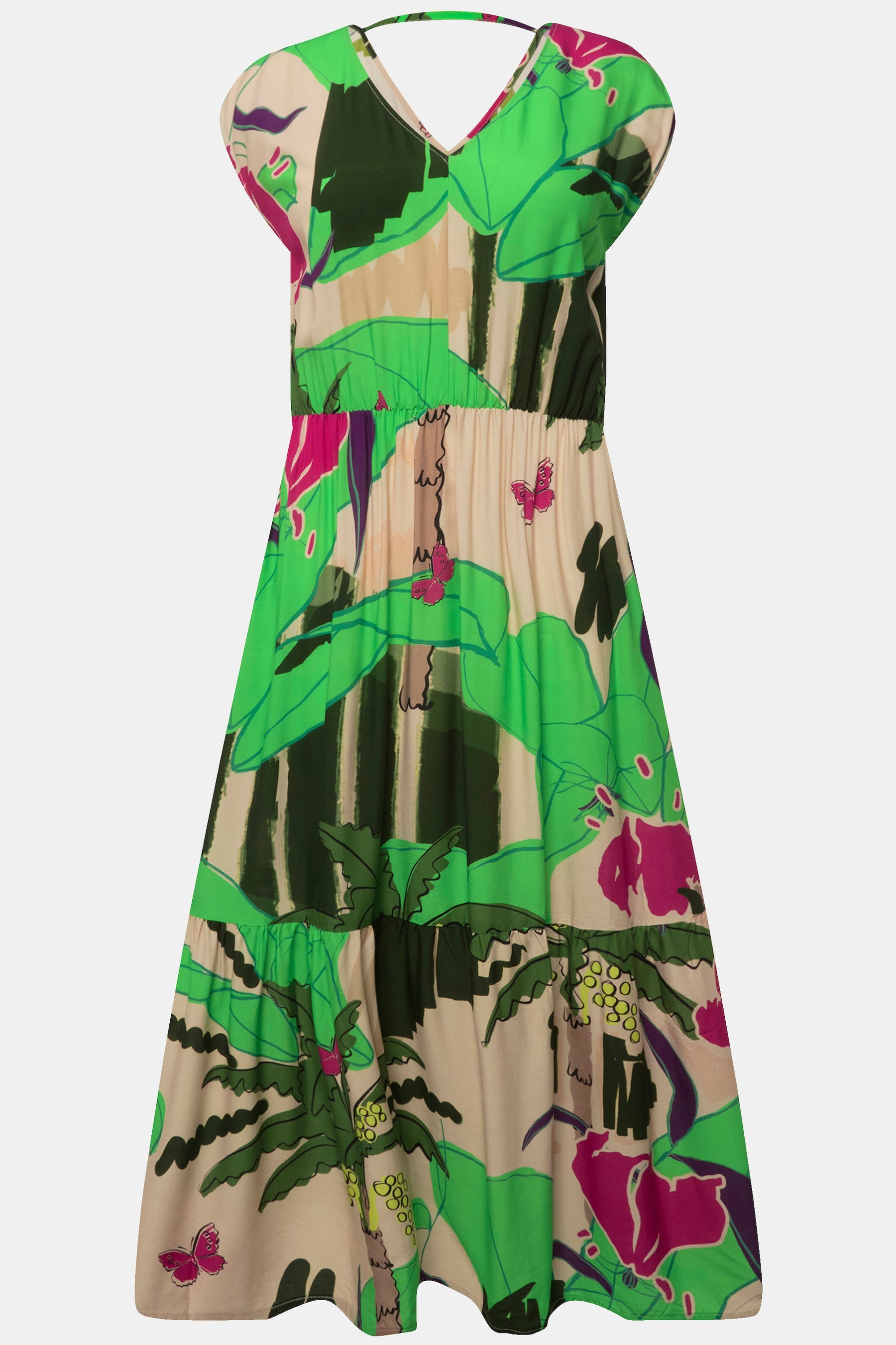 Ulla Popken Tropical Leaf Print Dress