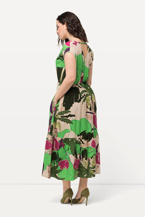 Ulla Popken Tropical Leaf Print Dress