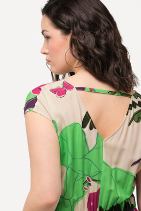 Ulla Popken Tropical Leaf Print Dress