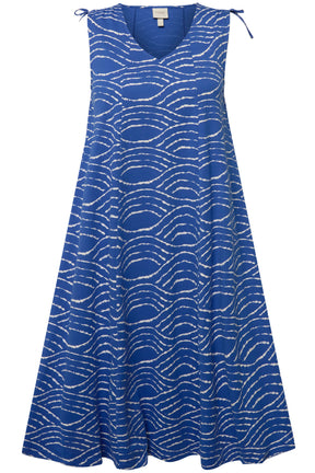 Ulla Popken Wave Print Blue Dress