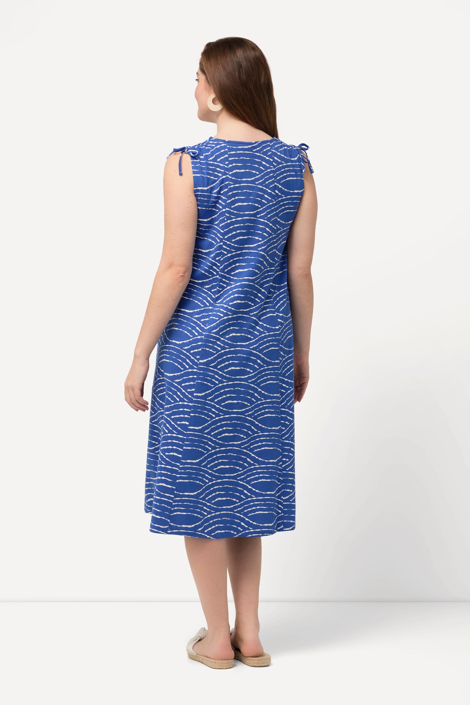 Ulla Popken Wave Print Blue Dress