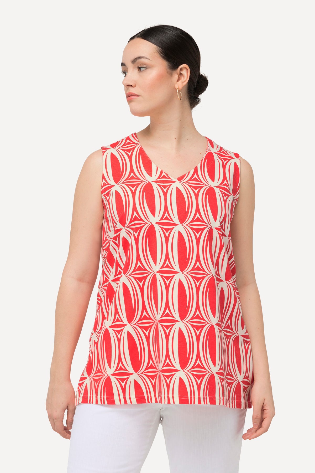 Ulla Popken Sleeveless Top in Coral