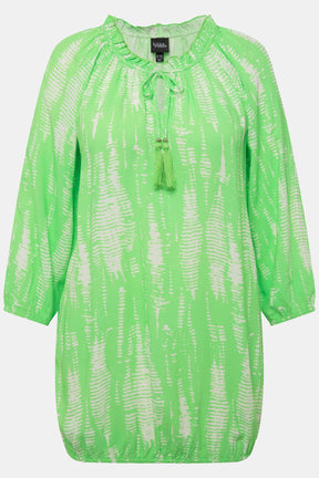 Ulla Popken Tie Neck Blouse in Green