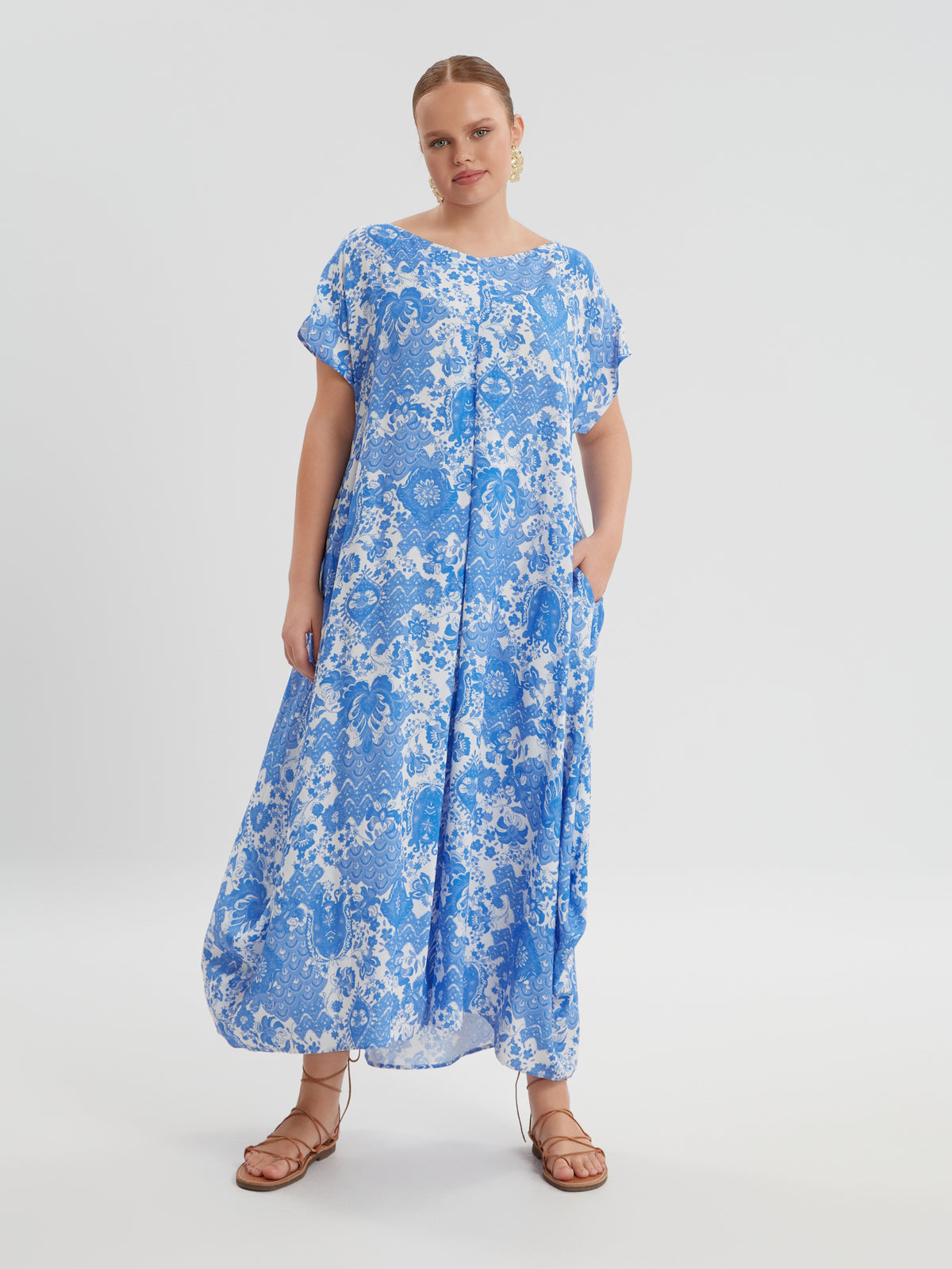 Mat Blue Print Maxi Dress