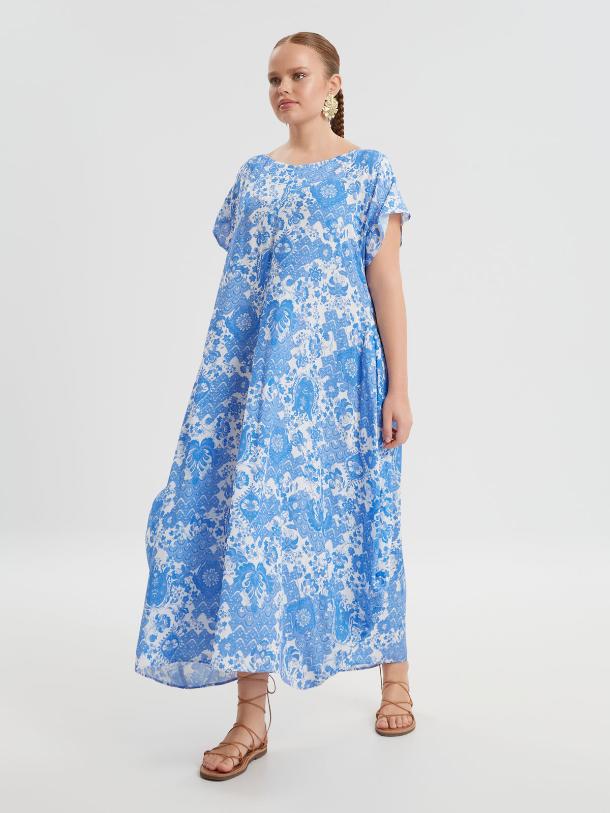 Mat Blue Print Maxi Dress