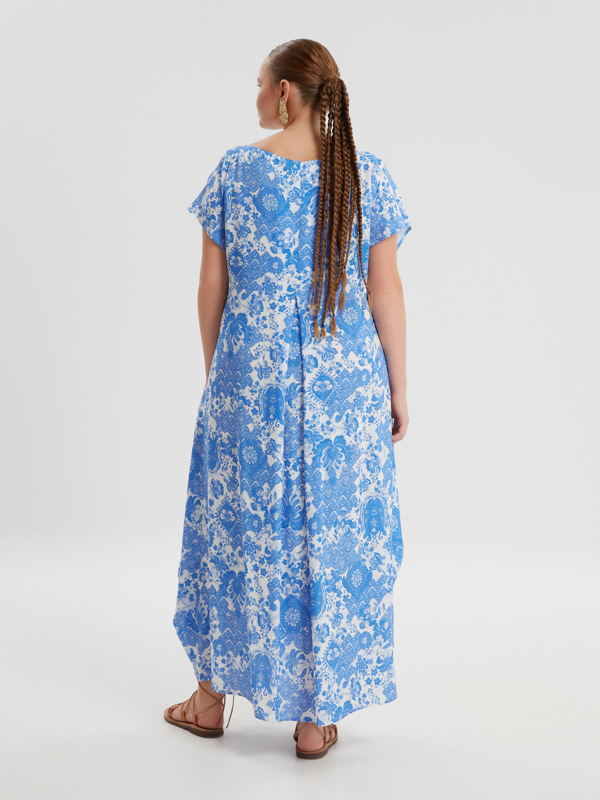 Mat Blue Print Maxi Dress