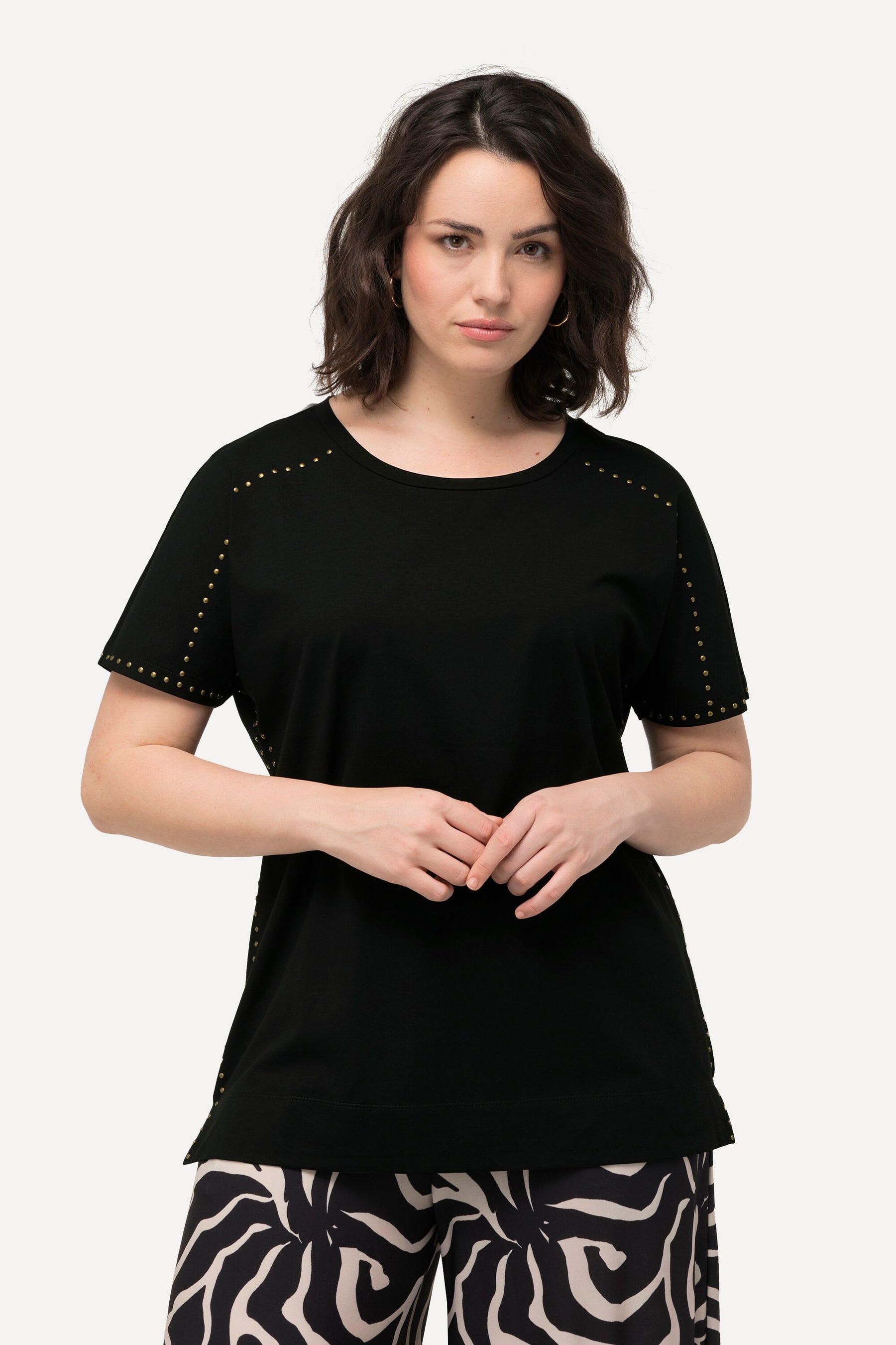 Ulla Popken Studded T-shirt in Black