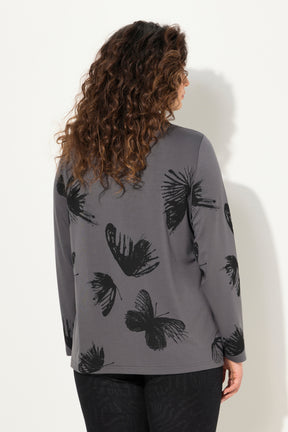 Ulla Popken Grey Butterfly Sweater