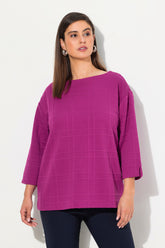 Ulla Popken Checkered Sweater in Magenta