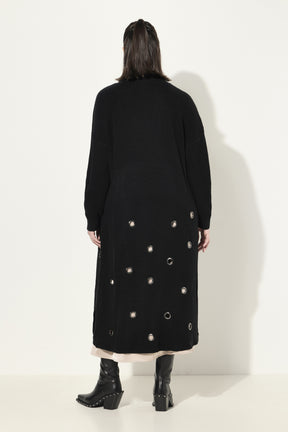 Ulla Popken Black Eyelet Cardigan