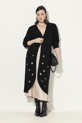 Ulla Popken Black Eyelet Cardigan