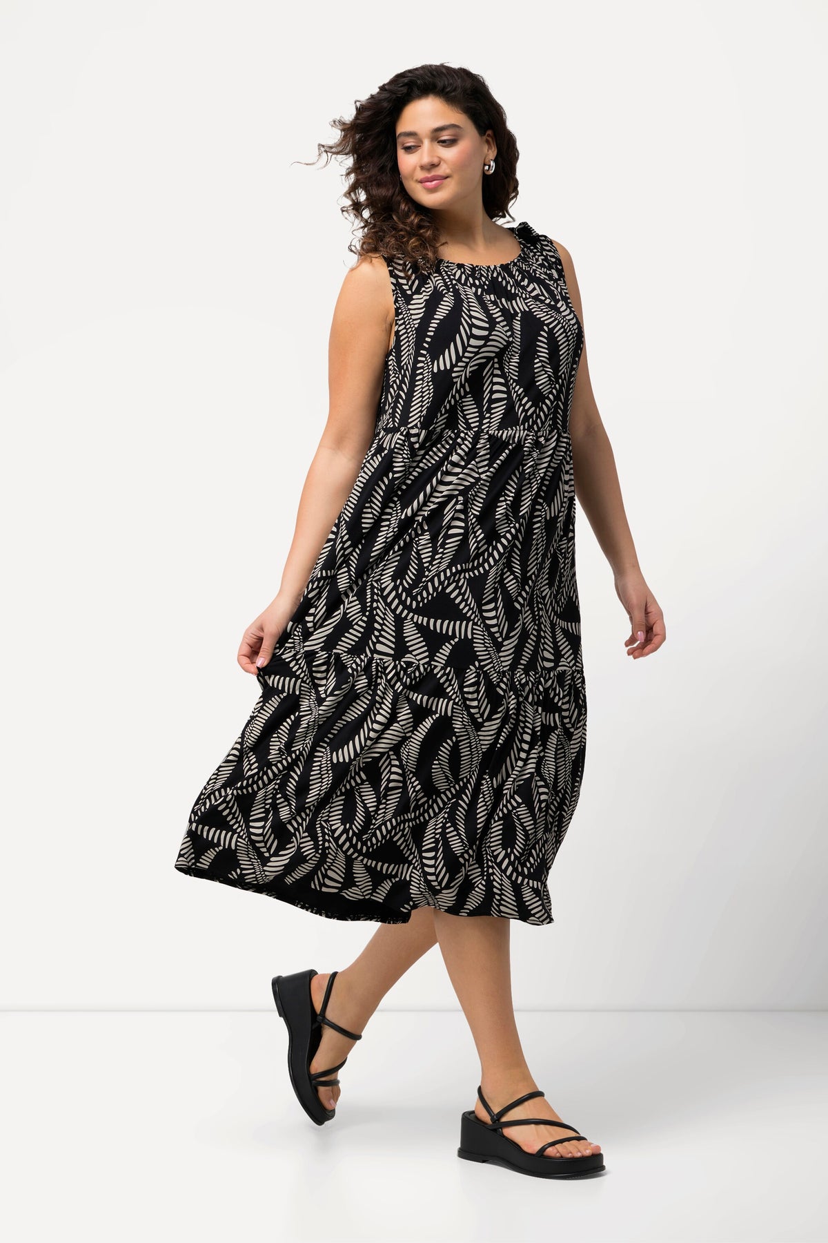 Ulla Popken Midi Dress in Leaf Print