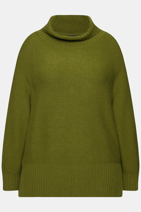 Ulla Popken High Neck Knit Sweater in Green