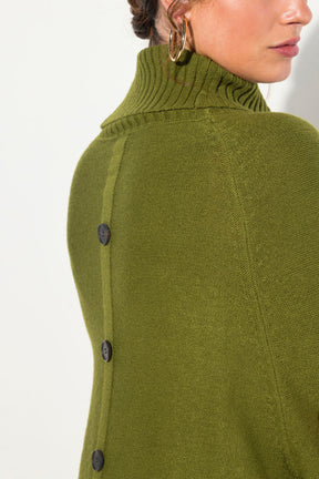 Ulla Popken High Neck Knit Sweater in Green