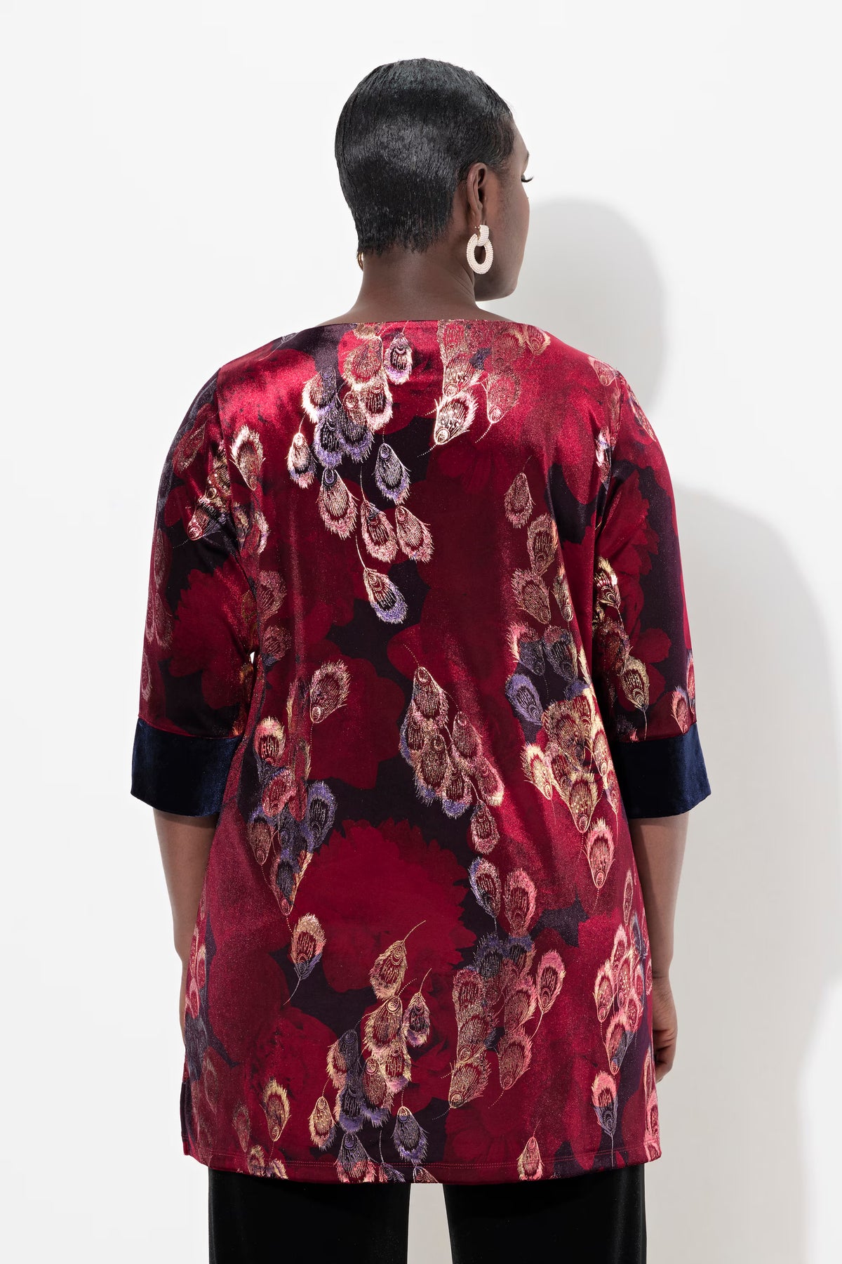 Ulla Popken Velvet Tunic in Red