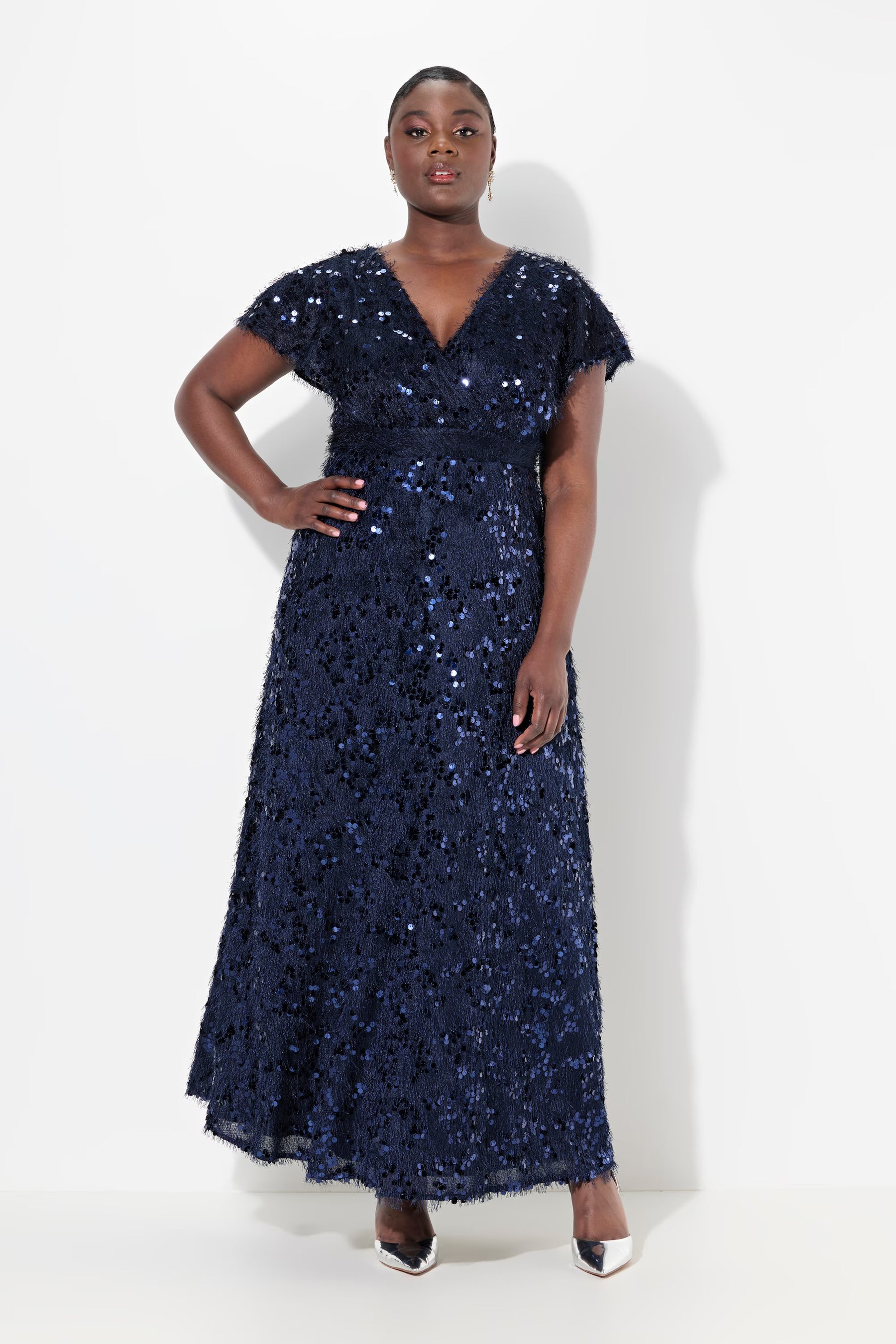 Ulla Popken Sequin Dress Navy Plus Size Clothing Wardrobeplus.ie