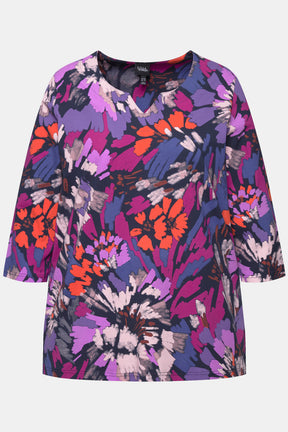 Ulla Popken Floral Brushstroke Top