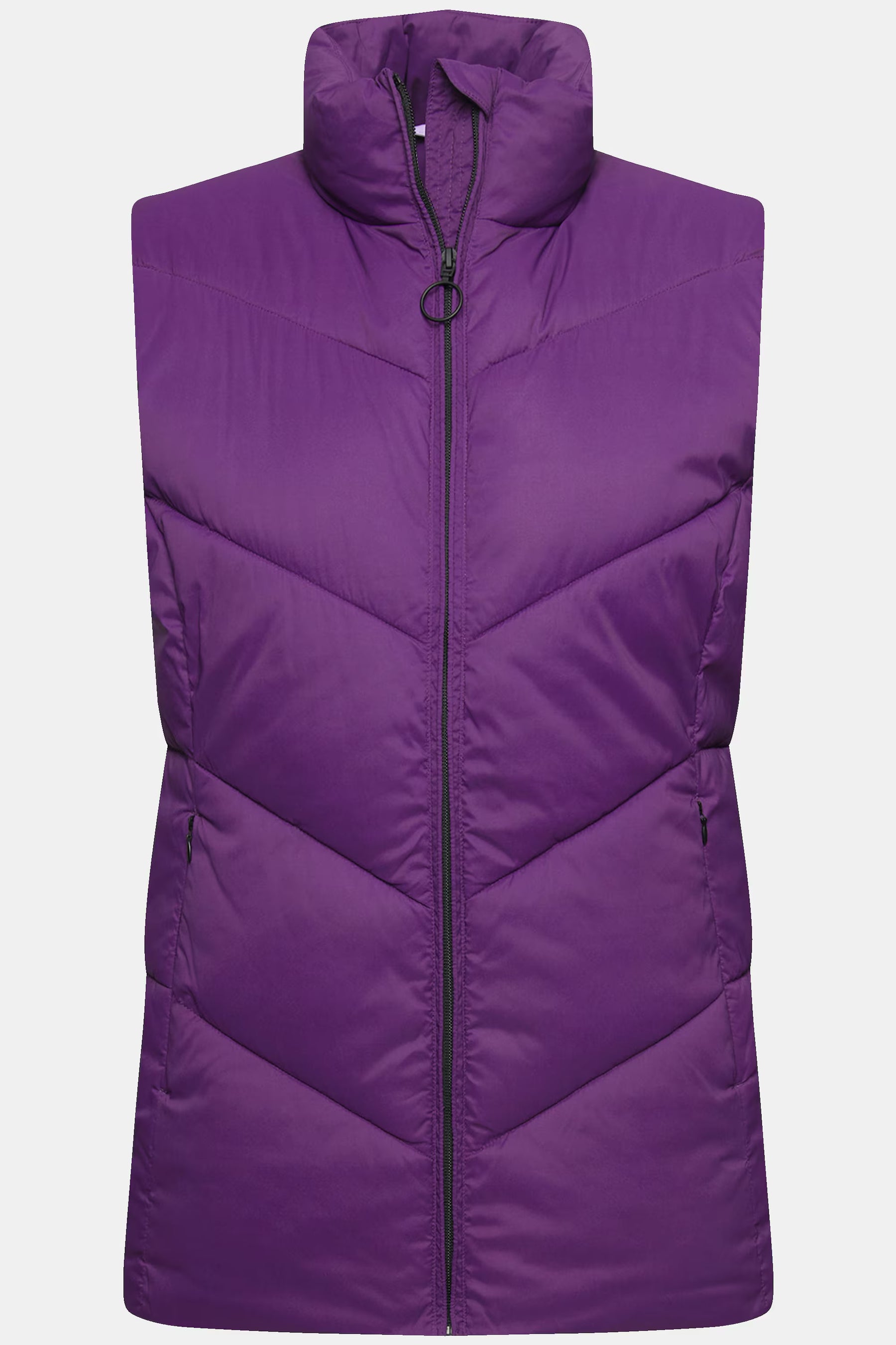 Ulla Popken High Collar Gilet in Purple