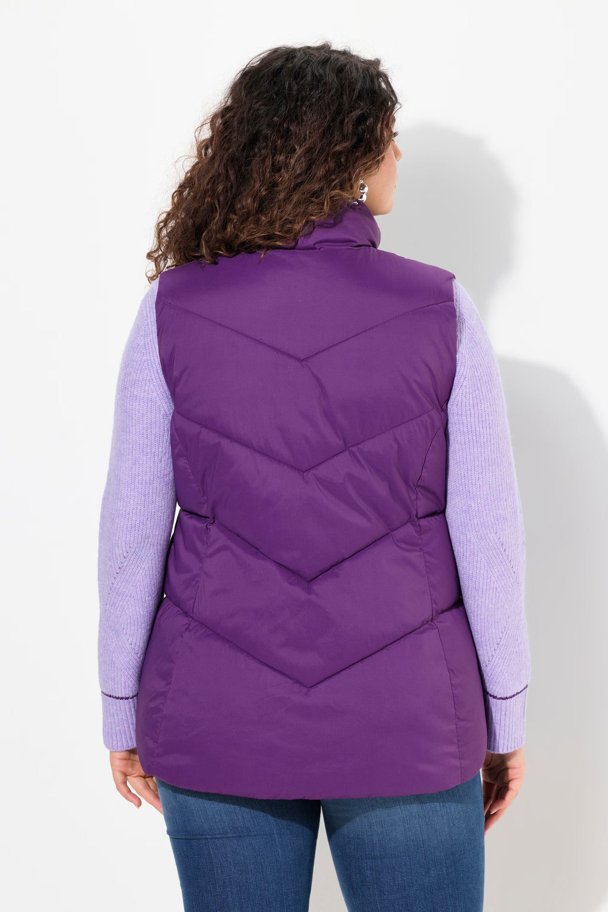 Ulla Popken High Collar Gilet in Purple