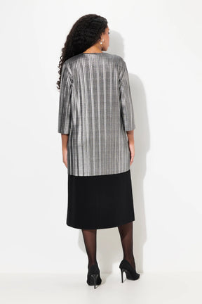 Ulla Popken Pleated Jacket in Silver