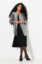 Ulla Popken Pleated Jacket in Silver