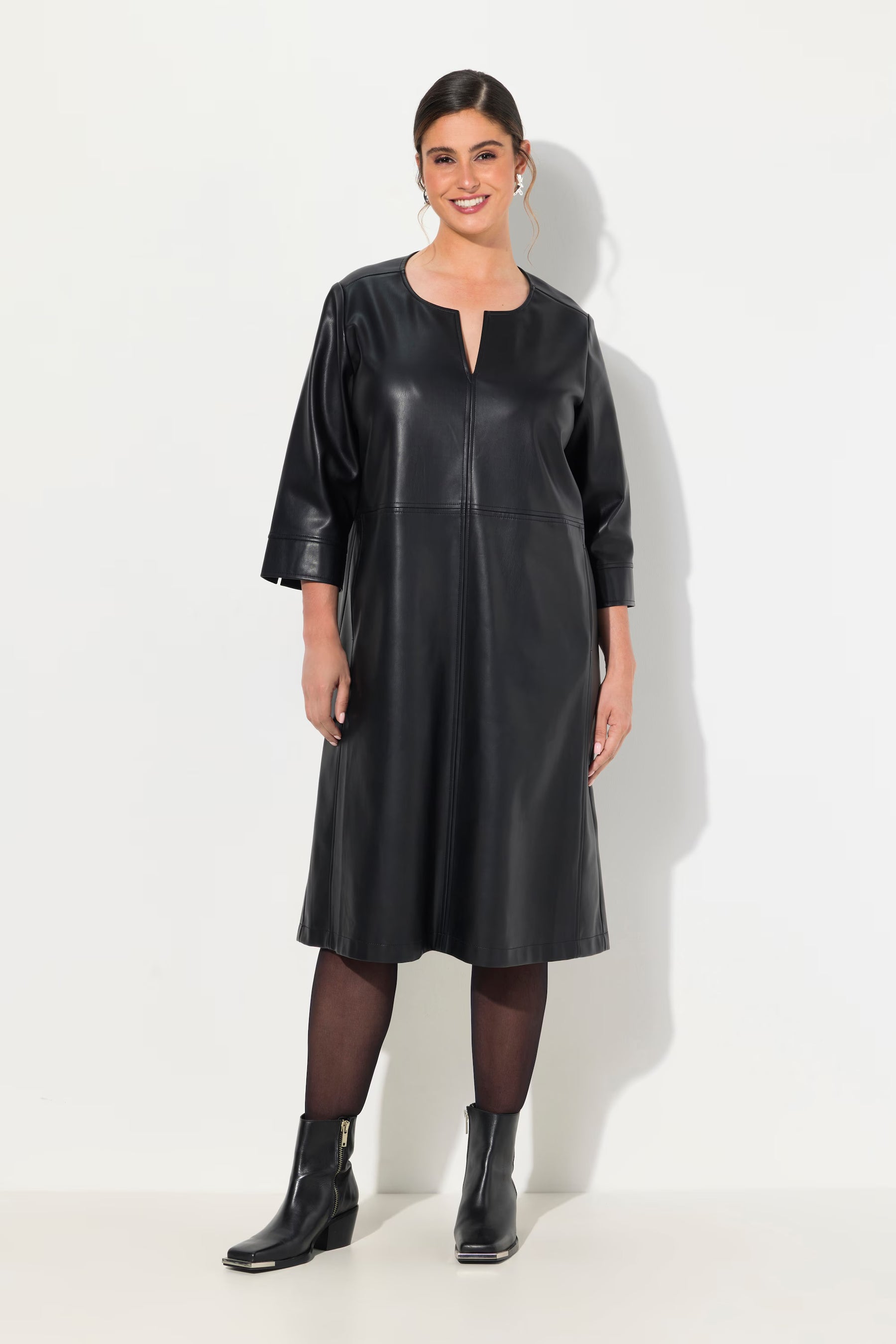 Ulla Popken Leather Dress in Black