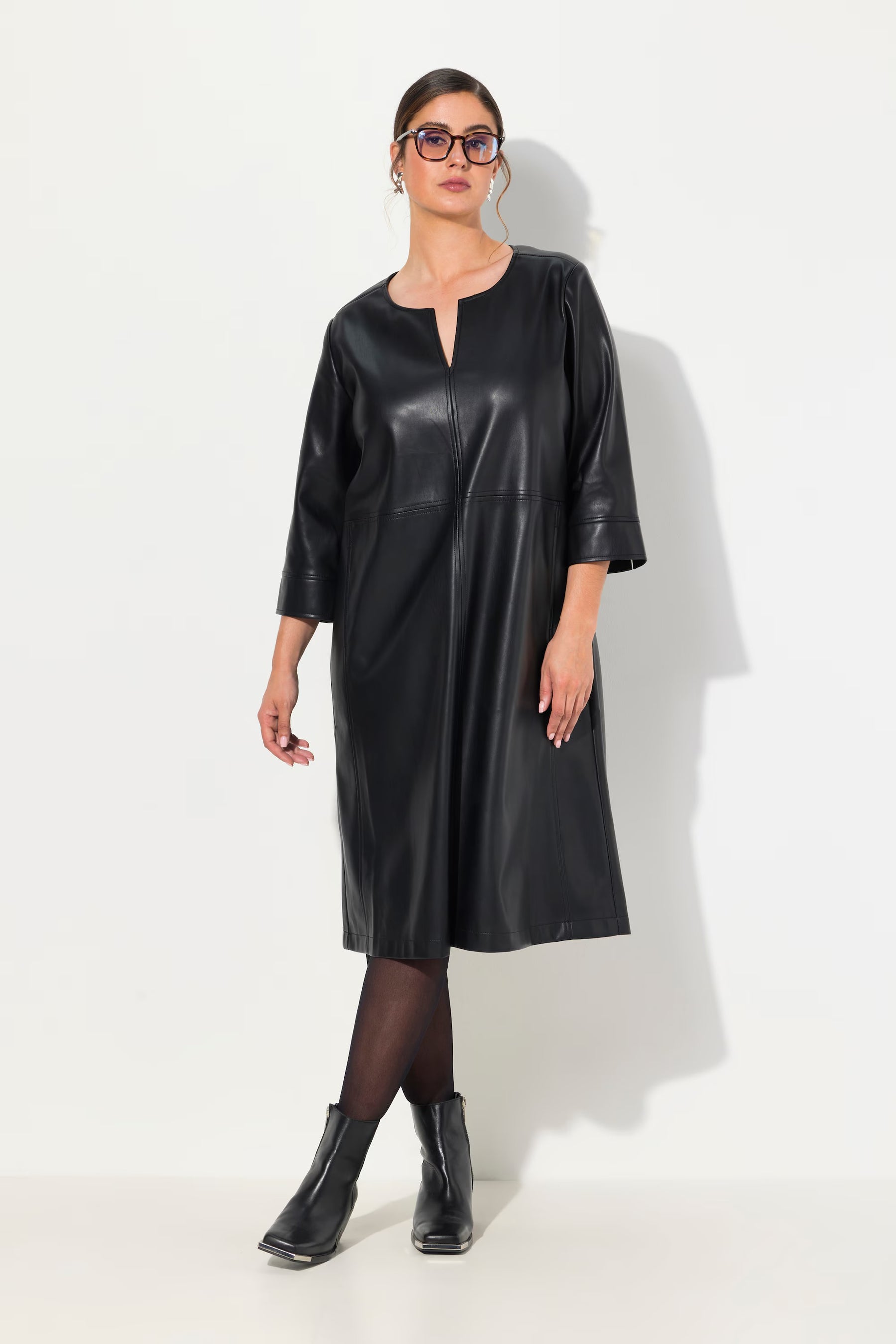 Ulla Popken Leather Dress in Black