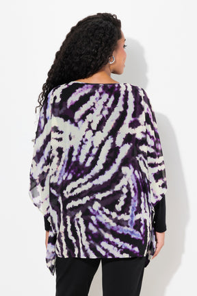 Ulla Popken Tie-Dye Blouse With Long Sleeves in Purple