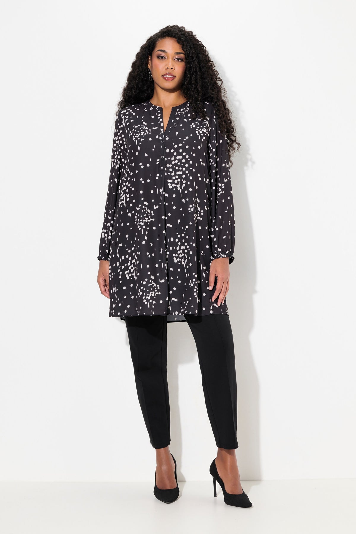 Ulla Popken Polka Dot Tunic in Black