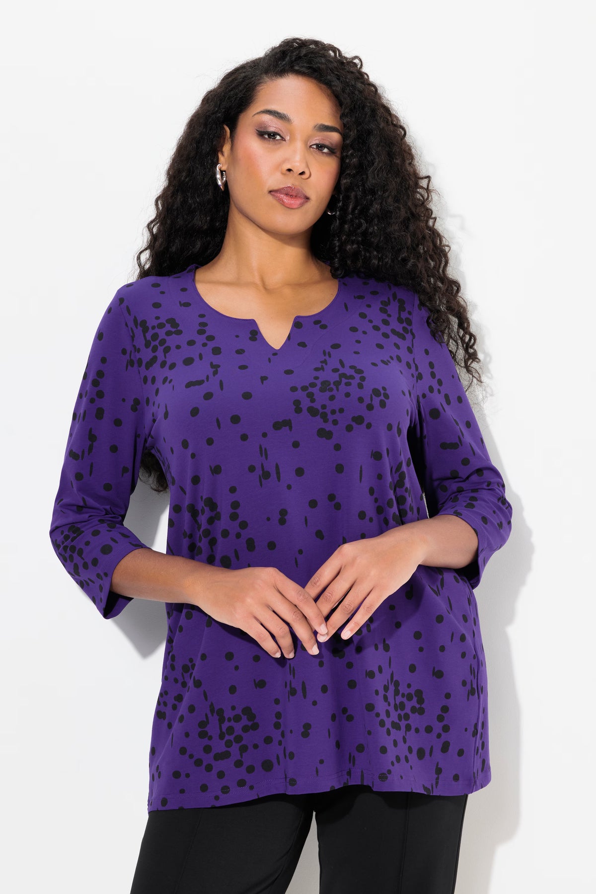 Ulla Popken Top in Purple Polka Dot