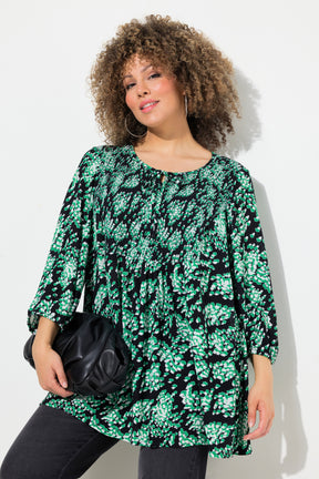 Ulla Popken Smocked Blouse in Green