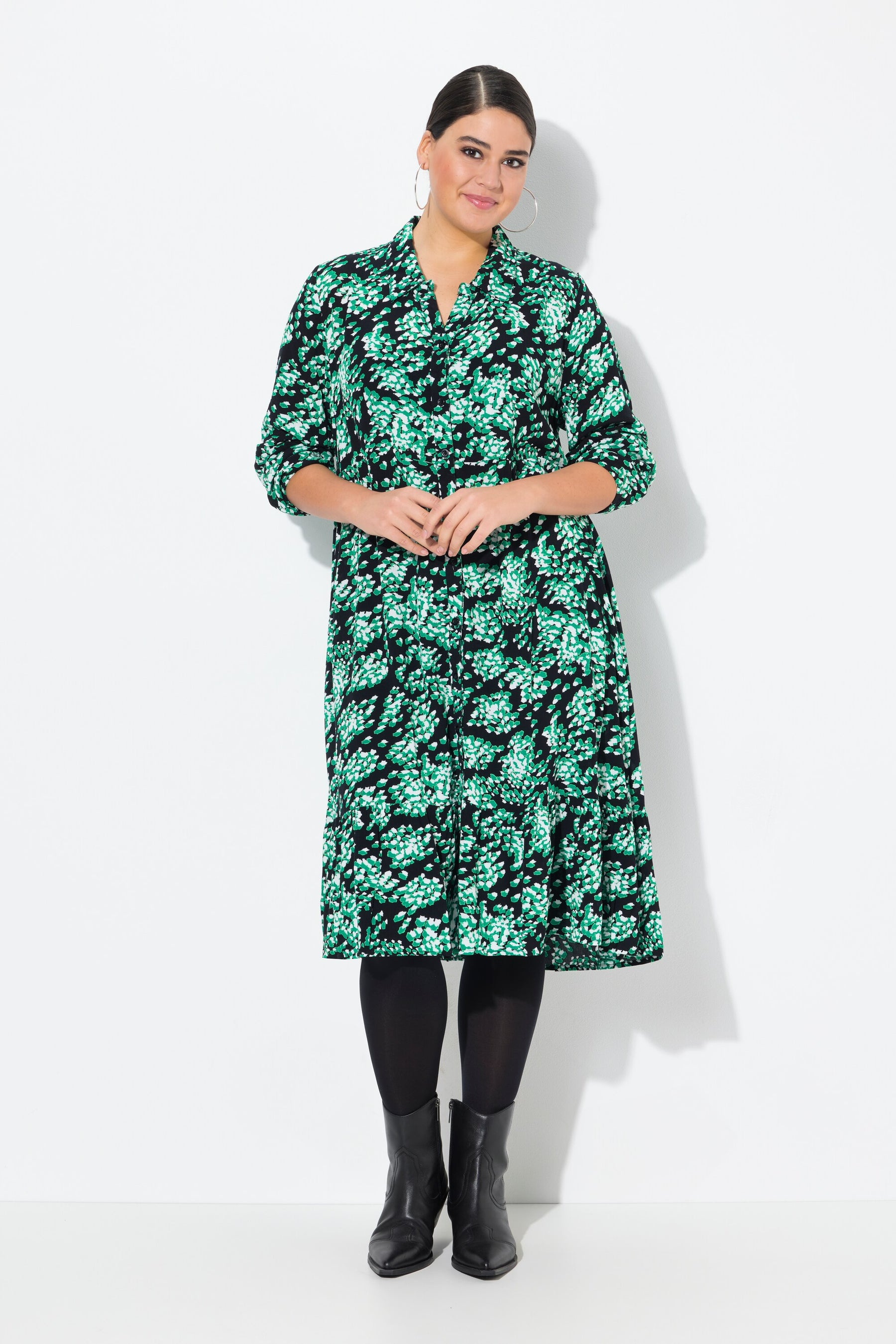 Ulla Popken Shirt Dress in Green