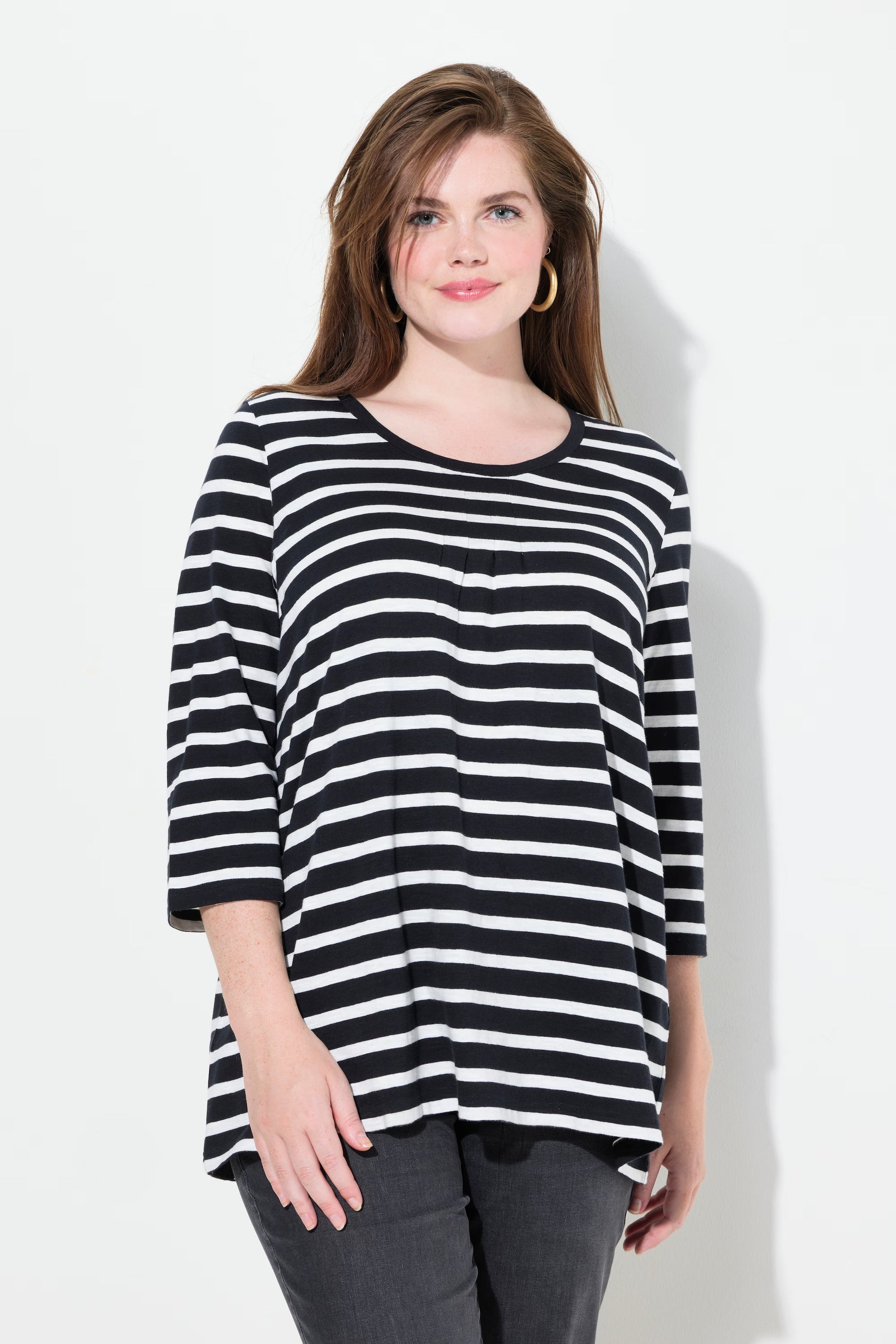 Ulla Popken Black and White Striped Shirt