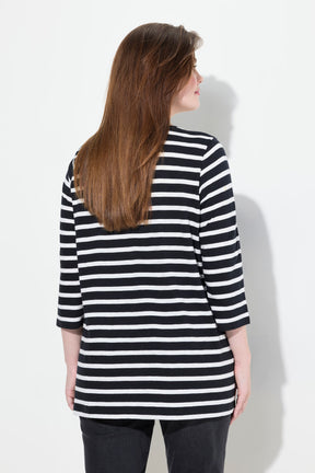 Ulla Popken Black and White Striped Shirt