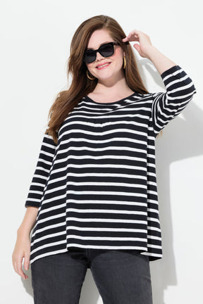 Ulla Popken Black and White Striped Shirt