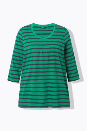 Ulla Popken Green and Navy Striped Shirt