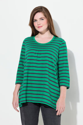 Ulla Popken Green and Navy Striped Shirt