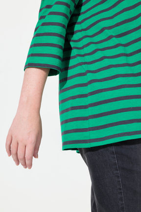 Ulla Popken Green and Navy Striped Shirt